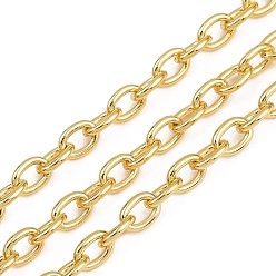 Настоящее золото 18K Латунные кабельные цепи, долговечный, стойки покрытие, без кадмия и без свинца, несварные, с катушкой, реальный 18 k позолоченный, 7x5x1 мм