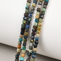 Azurite Натуральные нитки из бисера азурита, граненый стол, вырезанный куб, 2.5x2.5x2.5 мм, отверстие : 0.6 мм, около 163 шт / нитка, 15.35'' (39 см)