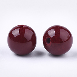 Brown Resin Beads, Imitation Gemstone, Round, Brown, 16~16.5mm, Hole: 3.5mm