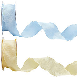 Mixed Color 2 Rolls 2 Colors Polyester Ruffled Ribbon for Sewing Decoration, Mixed Color, 1-5/8 inch(40mm), 10 yards/roll, 1 roll/color