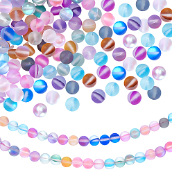 (52) Непрозрачная лаванда 3 нити синтетические бусины из лунного камня нити, голографические бусы, окрашенные, матовые, круглые, разноцветные, 8 мм, отверстие : 1 мм, около 45~47 шт / нитка, 14~15'' (35.56~38.1 см)