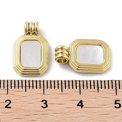 Real 14K Gold Plated Natural Shell Pendants, with Ion Plating(IP) 304 Stainless Steel Findings, Rectangle, Real 14K Gold Plated, 16x10x2mm, Hole: 3mm