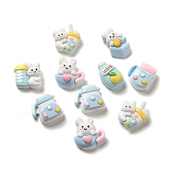 Mixed Color Rabbit Theme Opaque Resin Decoden Cabochons, Bubble Tea & Lemen Cup & Teapot, Mixed Shapes, Mixed Color, 19~23x14~20x8~9mm