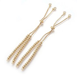 Golden Brass Bracelets Making, Slider Bracelets, with Cubic Zirconia, Golden, 10-1/2 inch(26.8cm), Hole: 1.6mm
