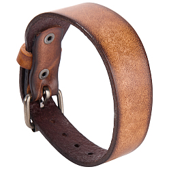 Сиена Браслеты из коровьей кожи для мужчин, Сплав с застежками, цвет охры, 10-1/4x1x1/4 дюйм (26x2.6x0.5 см)