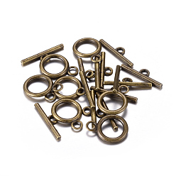 Antique Bronze Tibetan Style Alloy Toggle Clasps, Antique Bronze Color, Lead Free & Nickel Free & Cadmium Free, Antique Bronze Color, Ring: 19x14mm, Bar: 2x22mm, Hole: 2.5mm
