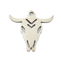 Нержавеющая Сталь Цвет Не тускнеющие 201 подвески из нержавеющей стали, очарование крупного рогатого скота, лазерная резка, цвет нержавеющей стали, 16x16.5x1 мм, отверстие : 1.5 мм