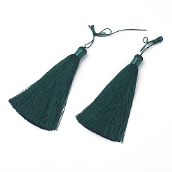 Темно-Зеленый Полиэстер кисточки большие подвески, ледяная шелка, темно-зеленый, 122x12 мм