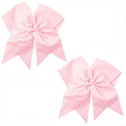 Pink 2 резинки для волос, шт., с бантом из полиэстера, резинки для волос для женщин и девочек, розовые, внутренний диаметр: 45.5 мм
