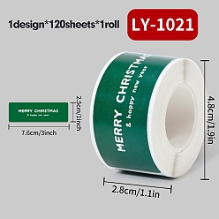 Зеленый 120 наклейки на рождественскую тематику, самоклеящиеся бумажные наклейки, для партии, декоративные подарки, С Рождеством, зелёные, 76x25x0.1 мм