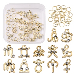 Constellation 24шт 12 стили сплав кристалл горный хрусталь кабошоны, ногтей декоративные аксессуары, созвездие, 12 созвездия, 10~12x5~7 мм, 2 шт / стиль