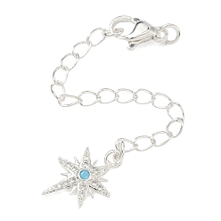 Серебро Удлинитель цепочки из латуни с микропаве и прозрачным кубическим цирконием, цепочки с застежками-карабинами и подвесками в виде звездочек, серебряные, 80 мм