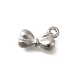 Нержавеющая Сталь Цвет Антикоррозийные 304 подвески из нержавеющей стали, очарование бантом, цвет нержавеющей стали, 11.5x16.5x6 мм, отверстие : 2.2 мм