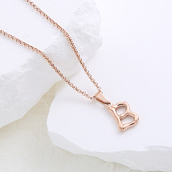 Letter B Ожерелья с подвесками из нержавеющей стали с буквами для женщин и мужчин, розовое золото , В письме