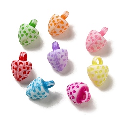 Mixed Color Opaque Acrylic Pendants, Craft Style, Strawberry, Mixed Color, 17.5x12.5x11.5mm, Hole: 3.5mm, 543pcs/500g