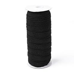 Black Gold and Silver Sparkle Elastic Side Nylon Ribbon, Webbing Garment Sewing Accessories, Black, 5/8 inch(15mm), about 50yards/roll(45.72m/roll)
