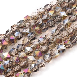 С Фиолетовым Покрытием Стеклянные бусины с гальваническим покрытием , с половиным покрытием, граненые, круглые, с фиолетовым покрытием, 6x6x5 мм, отверстие : 1.2 мм, около 100 шт / нитка, 19.3 дюйм (49 см)