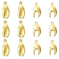 Настоящее золото 18K 12 шт 2 стили 304 подвески из нержавеющей стали, амулет клешня краба, реальный 18 k позолоченный, 17.5~20x9x2~6 мм, отверстие : 1~1.8 мм, 6 шт / стиль