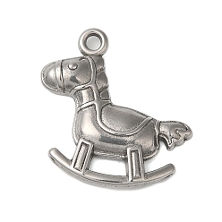 Нержавеющая Сталь Цвет Не тускнеющие 304 подвески из нержавеющей стали, подвески для лошадок, цвет нержавеющей стали, 24x21x3 мм, отверстие : 2 мм