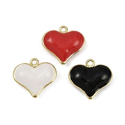 (52) Непрозрачная лаванда Латунь эмаль подвески, долговечный, без кадмия и без свинца, стойки покрытие, реальный 18 k позолоченный, шарма сердца, разноцветные, 18.5x20x6 мм, отверстие : 1.5 мм
