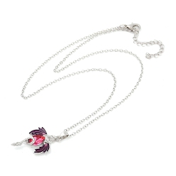 Средний Фиолетово-красный Ожерелья из сплава и стекла, дракон, платина, средне фиолетовый красный, 19.69 дюйм (50 см)