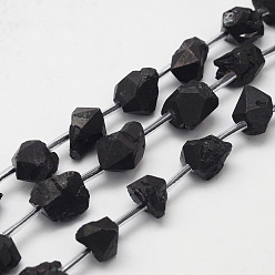 Plaqué Noir Cordes de cordes d'améthyste naturelles galvanisées, nuggets, noir plaqué, 5~16x6~13x6~13mm, Trou: 2mm, Environ 25 pcs/chapelet, 15.7 pouces (400 mm)