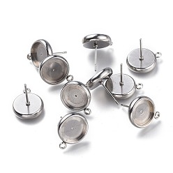 Нержавеющая Сталь Цвет Не тускнеет 304 серьги-гвоздики из нержавеющей стали, с петлей, плоско-круглые, цвет нержавеющей стали, плоско-круглые: 15x12.5 mm, отверстие : 1.6 мм, штифты : 0.8 мм, лоток : 10 мм