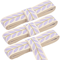 Лиловый 3 ярдов винтажной жаккардовой полиэстерной ленты, лист, плетеная лента с вышивкой, сирень, 1 дюйм (25.5 мм), около 3.00 ярдов (2.74 м) / моток