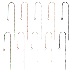 (52) Непрозрачная лаванда 10 пары 5 цвета 304 фурнитура для сережек-гвоздиков из нержавеющей стали, ушная нить с петлями, разноцветные, 109x0.7x0.25 мм, штифты : 0.7 мм, 2 пары / цвет
