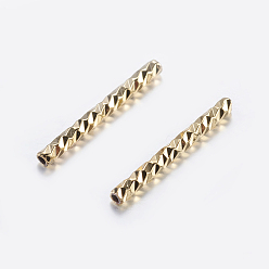 Золотой Бисера латунной трубки, трубка, граненые, золотые, 14.5x1.5 мм, отверстие : 0.5 мм