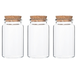 Clear Glass Jar Glass Bottles Bead Containers, with Cork Stopper, Wishing Bottle, Column, Clear, 4.7x8cm, Inner Diameter: 3.6cm, Capacity: 100ml(3.38fl. oz), 3pcs/set