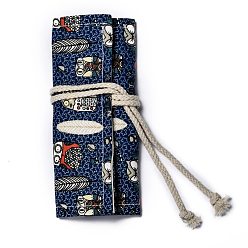 Сова Холст ручной работы в рулоне карандаш для карандашей 12 отверстия, универсальный рулонный пенал, ручка занавес, органайзер для карандашей для раскрашивания, Шаблон совы, 20.2x22.2x0.4 см