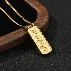 Number 304 ожерелья с прямоугольными цифрами из нержавеющей стали, реальный 18 k позолоченный, число 5, 16.14 дюйм (41 см)