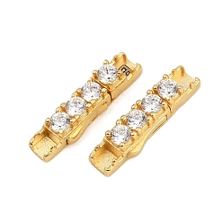 Настоящее золото 18K 925 стержневые застежки из стерлингового серебра с микропаве и прозрачным фианитом, прямоугольные, плоское отверстие, реальный 18 k позолоченный, 17.5x5x4 мм, внутренний диаметр: 2.5 мм