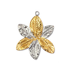 Real 18K Gold Plated & Stainless Steel Color 304 подвески из нержавеющей стали, , ионное покрытие (ip), долговечный, зеркальная полировка, реальный 18 k позолоченный и цвет нержавеющей стали, 32x25 мм, отверстие : 1.8 мм