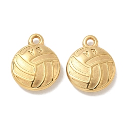 Настоящее золото 18K Ионное покрытие (ip) 304 подвески из нержавеющей стали, волейбольный шарм, реальный 18 k позолоченный, 17.5x14x4.5 мм, отверстие : 1.8 мм