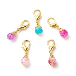 (52) Непрозрачная лаванда Круглая выпечка, окрашенная в кракле, круглая подвеска из бисера, украшения, Сплав с застежками когтя омара, подвески на клипсах, для брелка, кошелек, украшение для рюкзака, маркер стежка, разноцветные, 29.5 мм