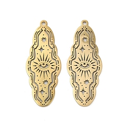 Золотой 201 подвески из нержавеющей стали, лазерная резка, Злые чары глаз, золотые, 34.5x13.5x1 мм, отверстие : 1.4 мм