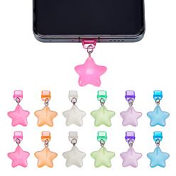 (52) Непрозрачная лаванда 12шт 6 стиль пластиковые мобильные пылезащитные заглушки, cmолой, звезда, разноцветные, 38 мм