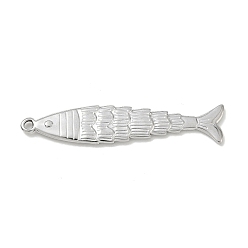 Couleur Acier Inoxydable Pendentifs en acier inoxydable, breloques en forme d'écailles de poisson, couleur inox, 304mm, Trou: 48x10.5x2mm