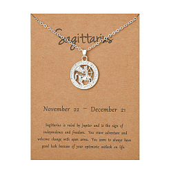 Sagittarius Alloy Constellation Pendant Necklaces, Platinum, Sagittarius, 17.13 inch(43.5cm)