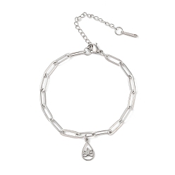 Нержавеющая Сталь Цвет Не тускнеющие 304 браслеты из нержавеющей стали, слеза, цвет нержавеющей стали, 6-3/4 дюйм (17.2 см)