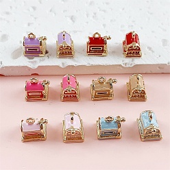 (52) Непрозрачная лаванда Подвески из эмали и сплава, подвески для почтового ящика, золотые, разноцветные, 11.5x10.5x8.5 мм, отверстие : 1.2 мм