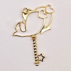 Рыбы Сплав открытая задняя рамка большие подвески, для diy уф смолы, эпоксидная смола, Прессованные цветочные украшения, без кадмия и без свинца, созвездие, золотые, Рыбы, 54x44x2.5 мм