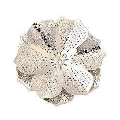 Платина Шапочки и конусы для бусин, латунные, цветок, платина, 30.5x27x4 мм, отверстие : 1 мм