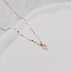 Letter U Ожерелья с подвесками из сплава и белой эмали, золотые, Буква U, 17.72 дюйм (45 см)