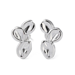 Stainless Steel Color Non-Tarnish 304 Stainless Steel Stud Earrings, Leaf, Stainless Steel Color, 13x11mm