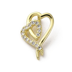 Сердце Латунные микро проложить кубического циркония прелести, золотые, сердце, 13.5x9.5x2 мм, отверстие : 2 мм