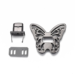 Electrophoresis Black Застежки-замки для сумок из сплава, сумочки, аксессуары для замены сумок, бабочка, электрофорез черный, 41x49x6 мм, отверстие : 15.5x6.5 мм