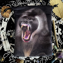 Обезьяна Бархатные мешочки с животным принтом и шнурком для хранения ювелирных изделий, прямоугольные сумки для драгоценностей, для хранения ювелирных изделий, обезьяна, 18x13 см